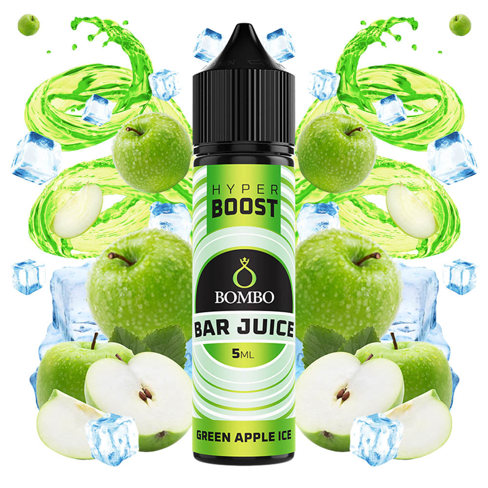 Bombo Bar Juice Hyper Boost Green Apple Ice Flavorshot 5/60ml – Πράσινο Μήλο & Πάγος, Τραγανό & Δροσερό