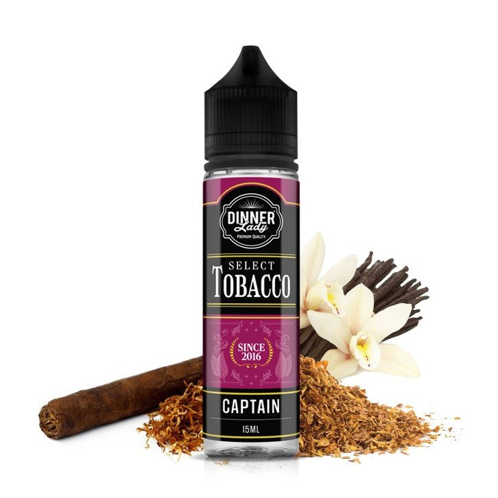 Dinner Lady Select Tobacco Captain Flavour Shot 15/60ml – Κουβανέζικος Καπνός, Ρούμι & Βανίλια Πούρου
