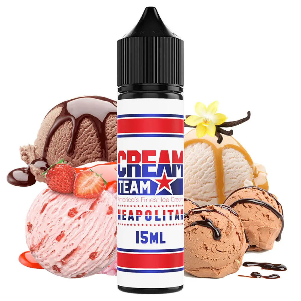 Kings Crest Cream Team Neapolitan Flavour Shot 15/60ml – Παγωτό Φράουλα, Σοκολάτα & Βανίλια