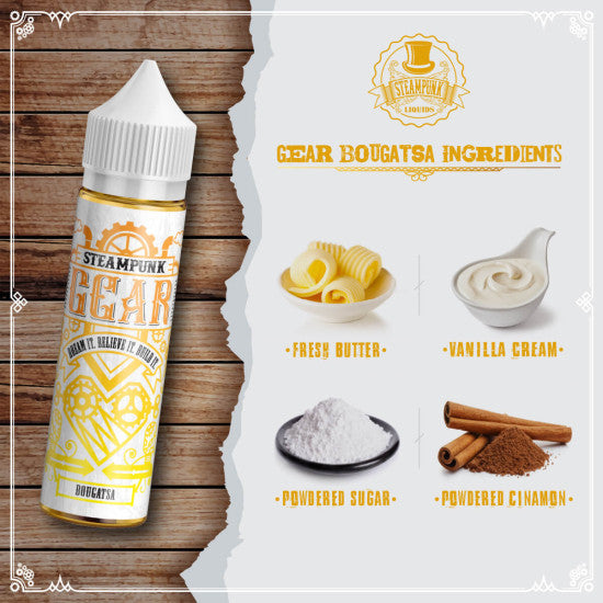 Steampunk Gear Bougatsa Flavour Shot 20/60ml – Μπουγάτσα με Κρέμα Βανίλια, Άχνη & Κανέλα
