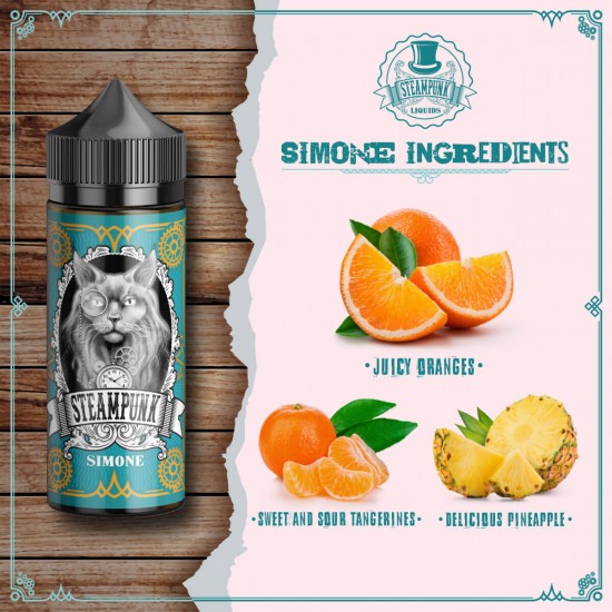 Steampunk Simone 120ml Flavorshot | Ζουμερό Πορτοκάλι, Μανταρίνι & Ανανάς