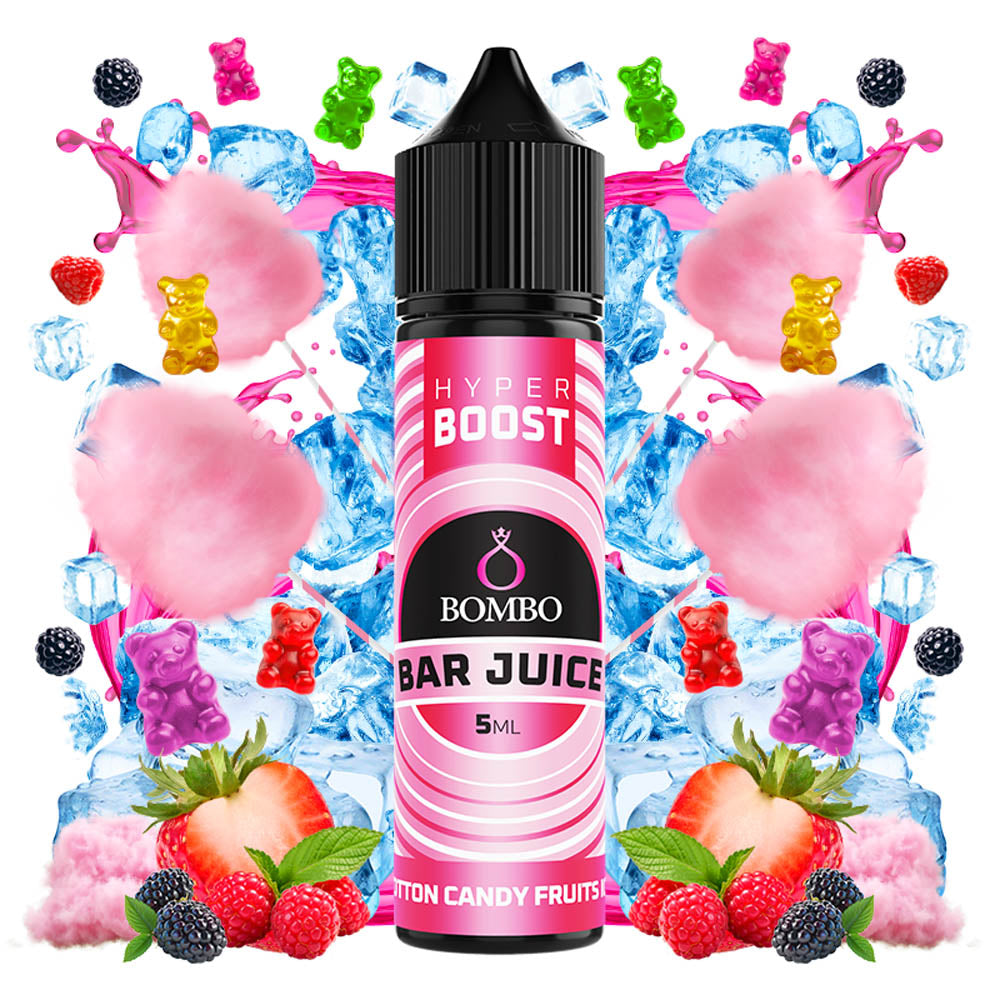 Bombo Bar Juice Hyper Boost Cotton Candy Fruits Ice Flavorshot 5/60ml – Μαλλί Της Γριάς, Φρούτα & Πάγος, Γλυκό & Δροσερό