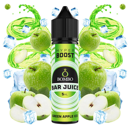 Bombo Bar Juice Hyper Boost Green Apple Ice Flavorshot 5/60ml – Πράσινο Μήλο & Πάγος, Τραγανό & Δροσερό