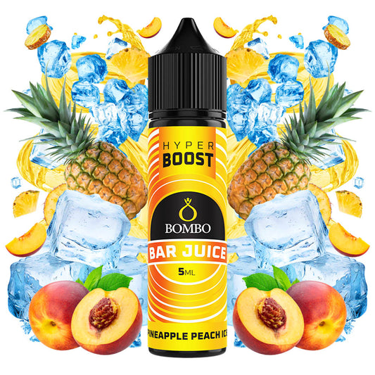 Bombo Bar Juice Hyper Boost Pineapple Peach Ice Flavorshot 5/60ml – Ανανάς, Ροδάκινο & Πάγος, Τροπικό & Δροσερό