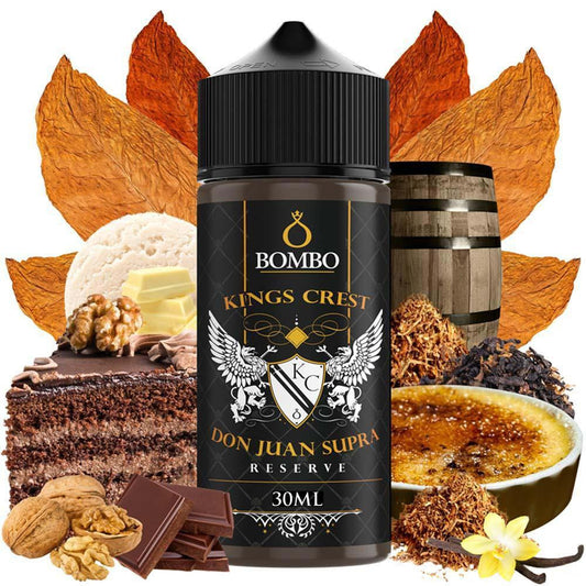 Bombo Don Juan Supra Reserve Flavorshot 30/120ml – Chocolate Cookie Cake με Βούτυρο Pecan & Γλυκό Καπνό