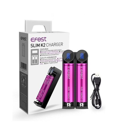 Efest Slim K2 φορτιστής μπαταριών δύο θέσεων με USB καλώδιο