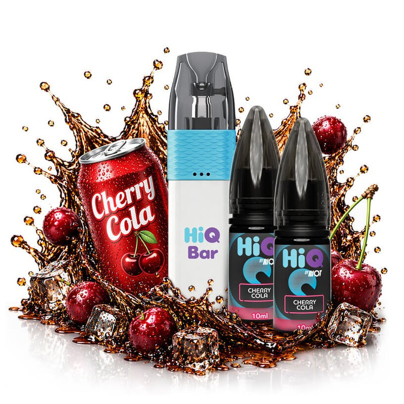 HiQ Bar 24K Cherry Cola, συσκευή και δύο υγρά με τα φρούτα της γεύσης