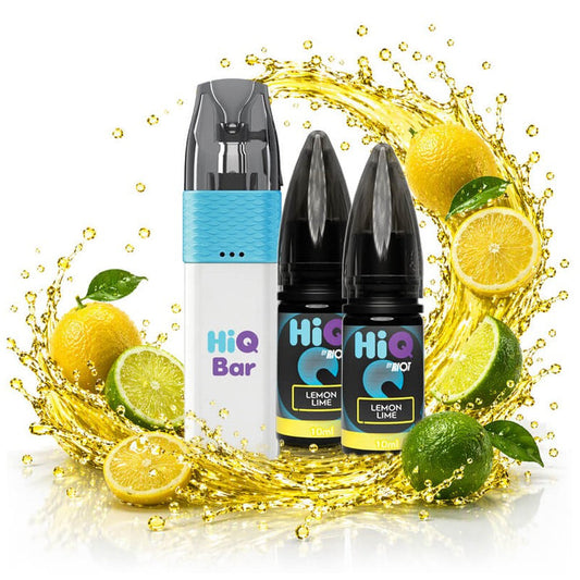 HiQ Bar 24K Lemon Lime, συσκευή και δύο υγρά με τα φρούτα της γεύσης