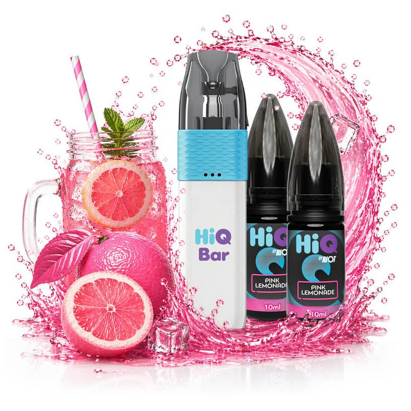 HiQ Bar 24K Pink Lemonade, συσκευή και δύο υγρά με τα φρούτα της γεύσης