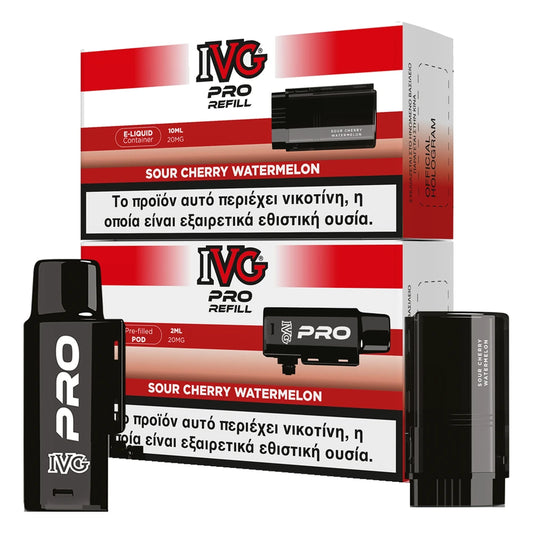 IVG Pro 10K Sour Cherry Watermelon ανταλλακτικό pod 2ml και υγρό 10ml, 20mg