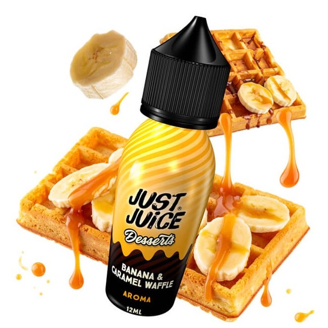 Just Juice Desserts Banana and Caramel Waffle Flavour Shot 15/60ml – Μπανάνα, Βάφλα & Καραμέλα