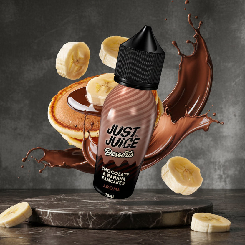 Just Juice Desserts Chocolate and Banana Pancakes Flavour Shot 15/60ml – Pancakes Σοκολάτα & Μπανάνα
