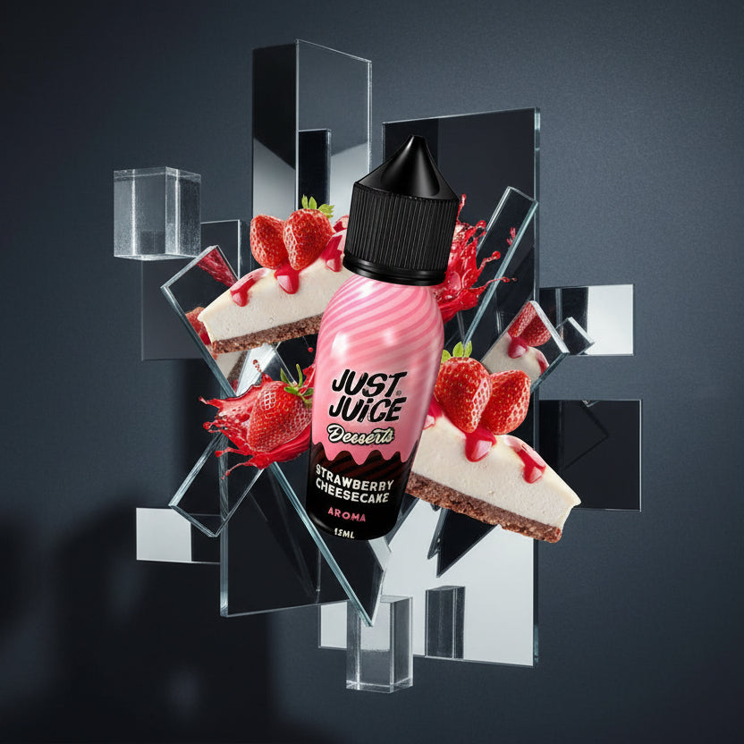 Just Juice Desserts Strawberry Cheesecake Flavour Shot 15/60ml – Φράουλα & Μπισκοτένιο Cheesecake