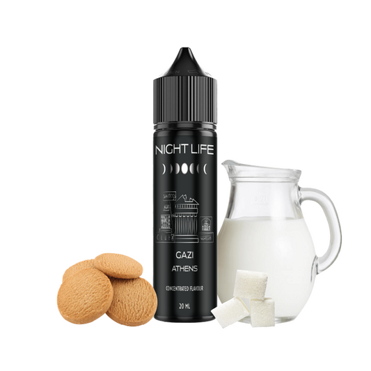 Night Life Gazi 60ml Flavor Shot – Butter Biscuit & Ζαχαρούχο Γάλα Gazi Athens