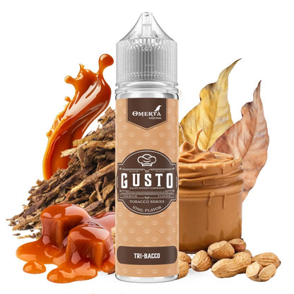 Omerta Gusto Tri-Bacco Flavor Shot 10/60ml & 20/120ml – καπνός, φυστικοβούτυρο, μπισκότο και καραμέλα