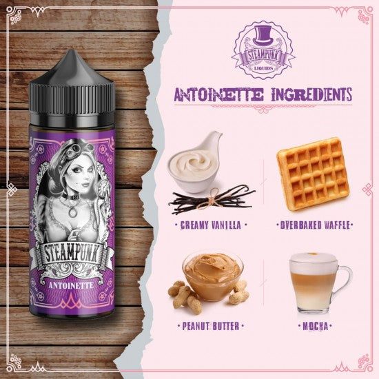 Steampunk Antoinette 120ml | Βάφλα, Φυστικοβούτυρο & Μόκα