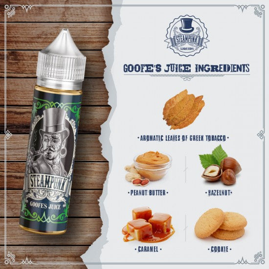 Steampunk Goofe’s Juice Flavour Shot 20/60ml – Καπνός, Φυστικοβούτυρο, Φουντούκι, Καραμέλα & Μπισκότο