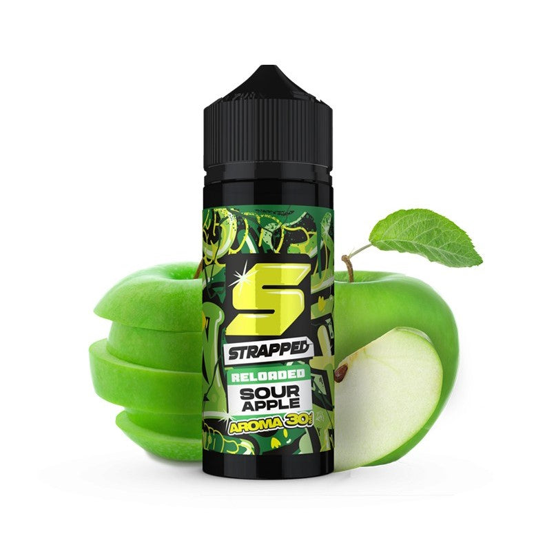Strapped Reloaded Sour Apple Flavour Shot 120ml - Let's Vape 